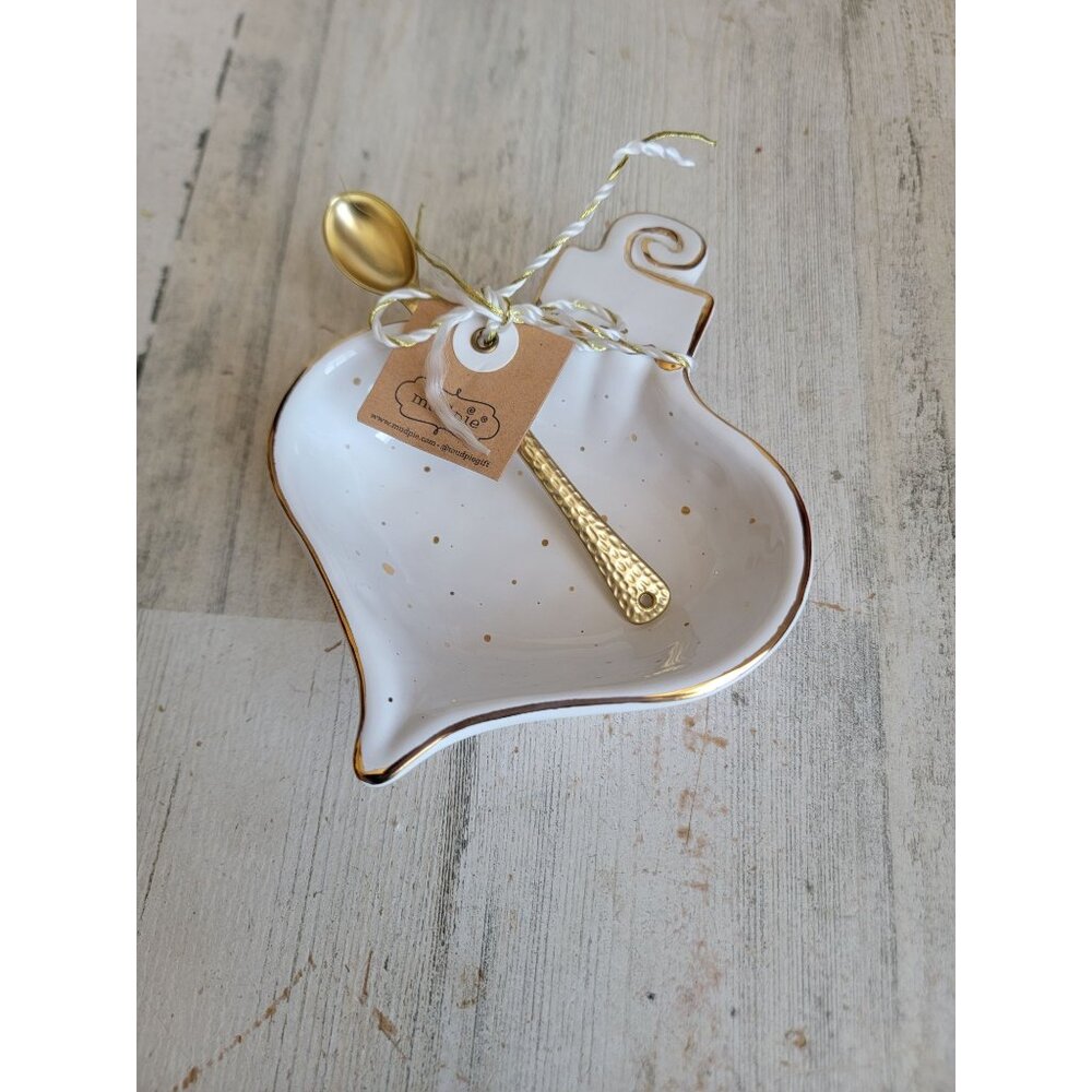 Mud pie ornament shaped trinket dish candy spoon Xmas home decor‎